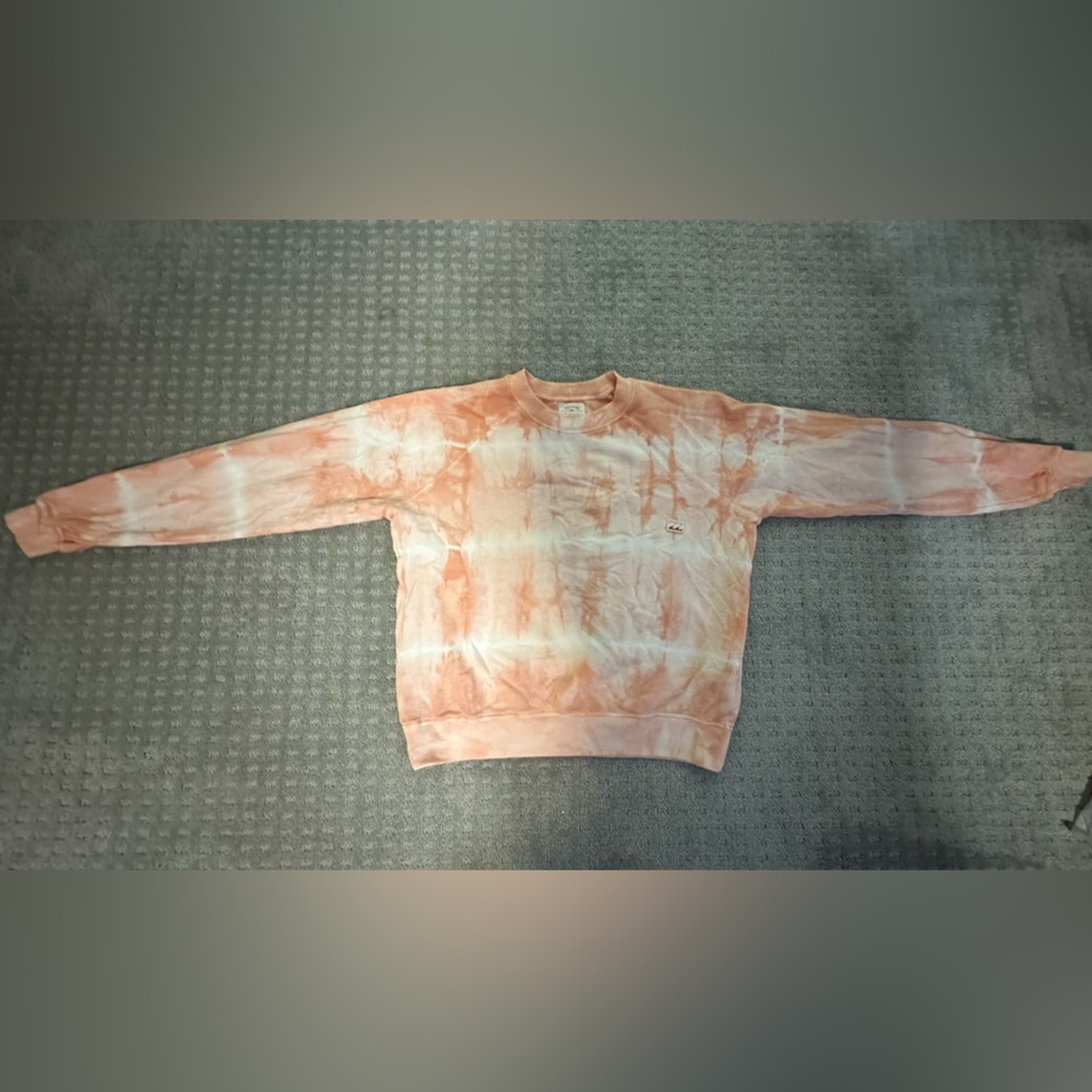 Billabong Orange and White Tie-Dye Top